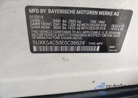 2014 BMW X5 xDrive35D из США, поврежденный, VIN 5UXKS4C50E0C06624